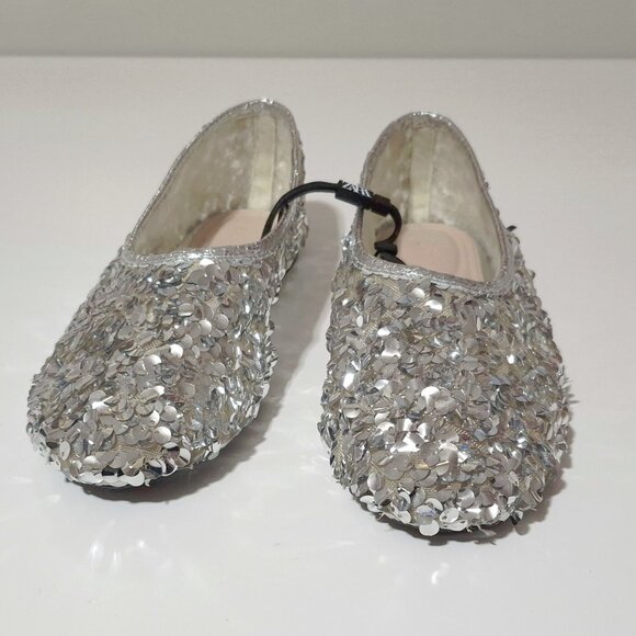 NWT Zara silver sequin ballerina flats, 7.5 - Picture 11 of 13